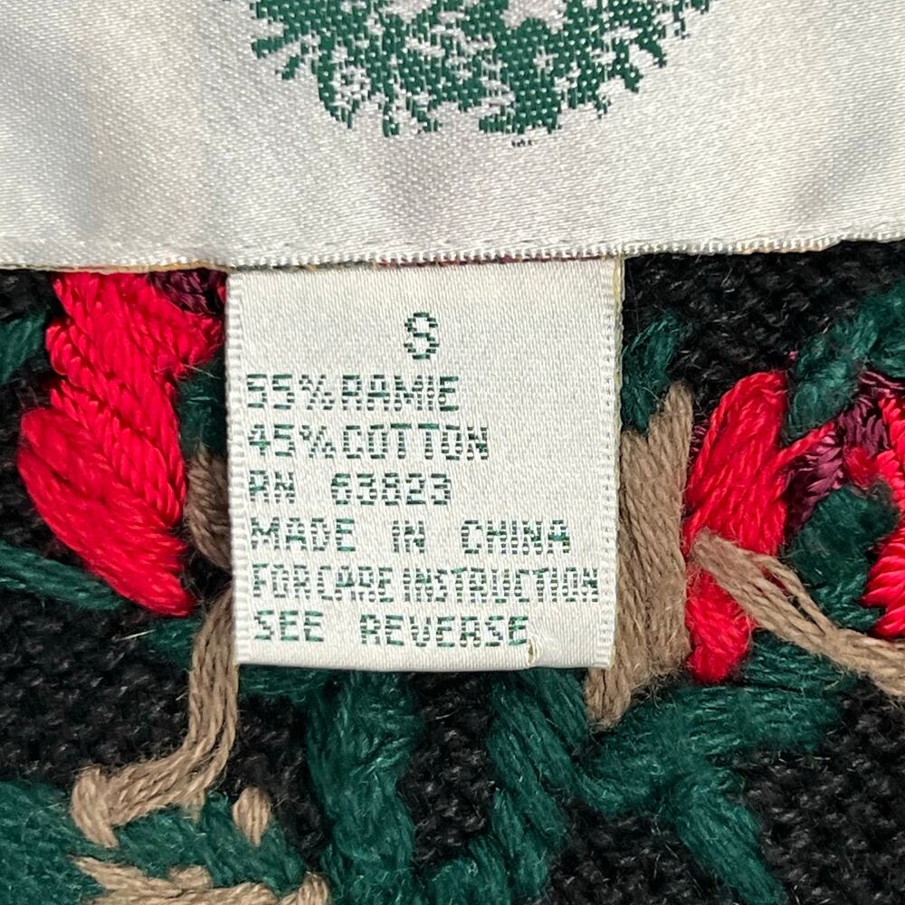 Christopher & Banks Vintage Sweater Vest Small Hand Embroidered Floral Holiday - Picture 10 of 12